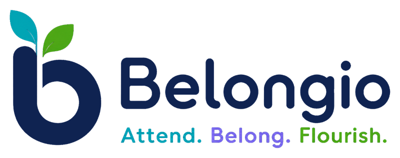Belongio logo. Attend. Belong. Flourish.